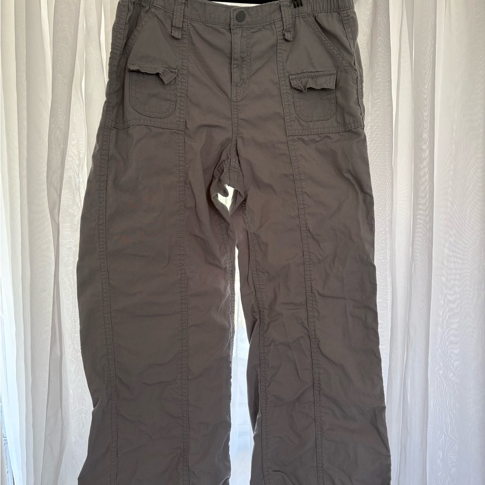 Grey Low Rise Cargo Pants